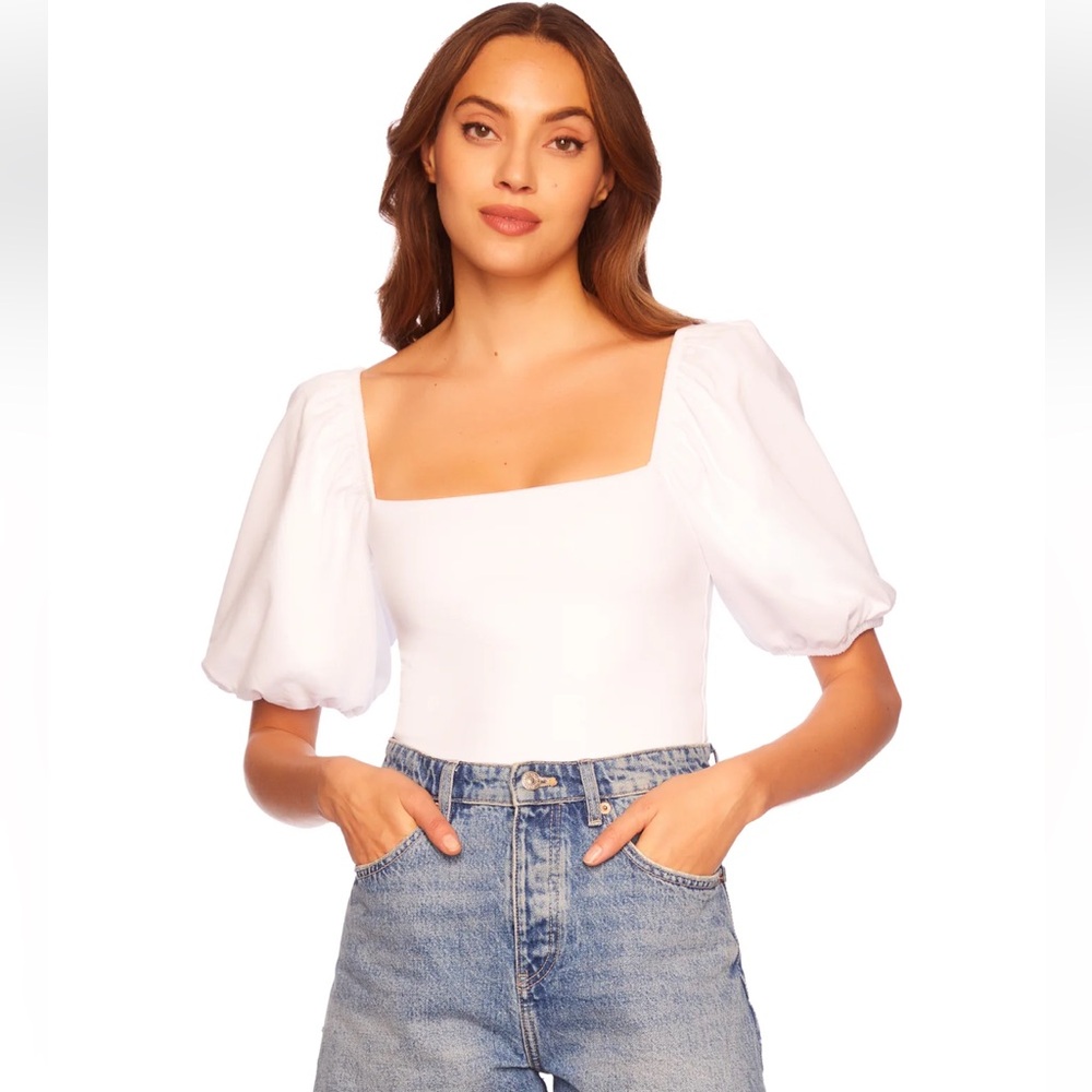 Susana Monaco White Puff Sleeve Blouse
